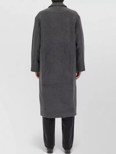 Séfr Long Wool Blend Coat Single Breasted In Gray