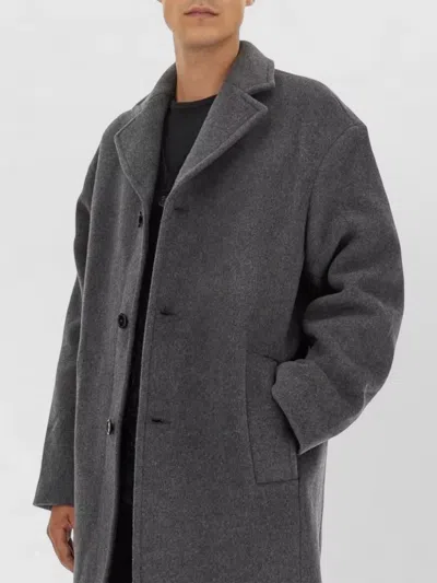 Séfr Long Wool Blend Coat Single Breasted In Gray