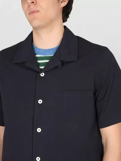 Howlin' Cotton Shirt Bowling Neck Short Sleeves In Blue