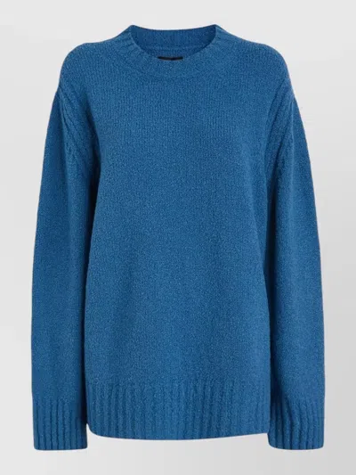 Del Core Oversized Wool Blend Crewneck Sweater In Blue