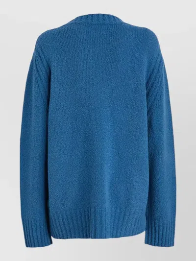 Del Core Oversized Wool Blend Crewneck Sweater In Blue