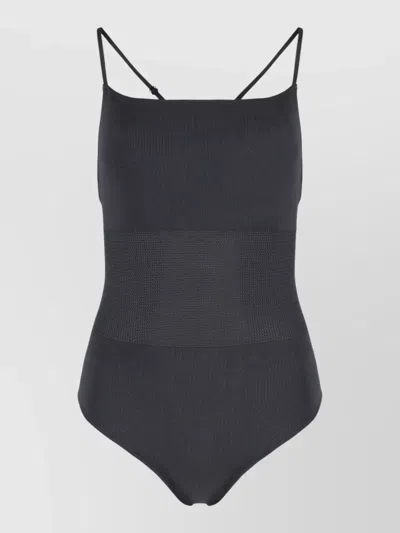 Live The Process Ribbed Beach Body Suit Cross Back Straps In Black