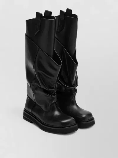 Attico Robin Passeggiata Combat Boots In Calf Leather In Black
