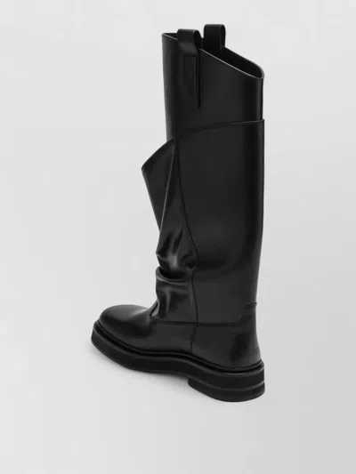 Attico Robin Passeggiata Combat Boots In Calf Leather In Black