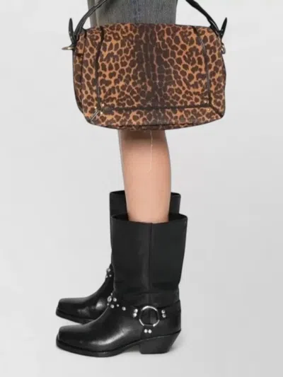 Jérôme Dreyfuss Shoulder Bag Leopard Pattern Calf Suede