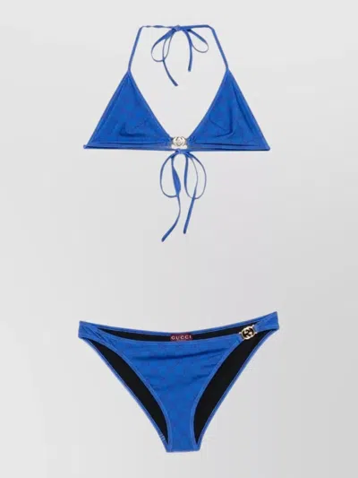 Gucci Halter Neck Triangle Bikini Top Hardware In Multi