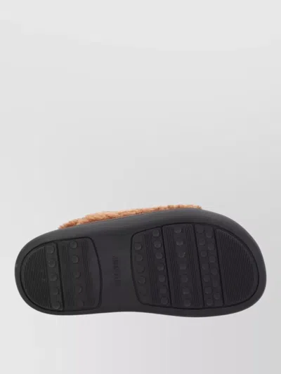 Moon Boot Shearling Double Strap Flat Sole Sandals In Brown
