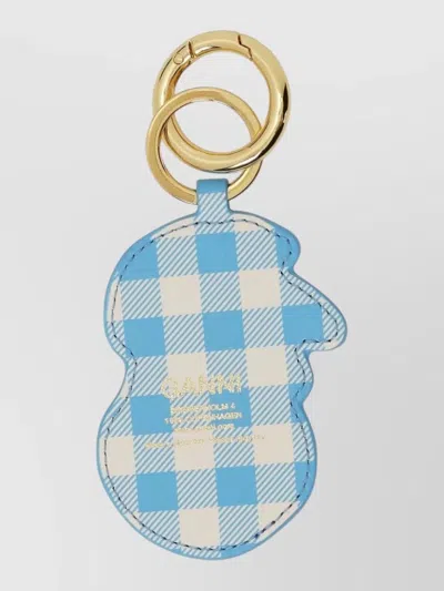 Ganni Apple Keyring Checkered Pattern Embroidered Design
