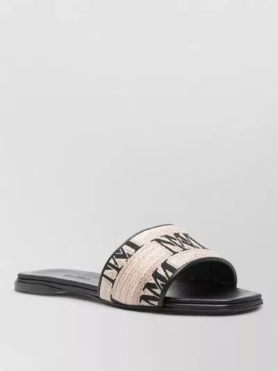 Max Mara Logo Mules Flat Sole Open Toe Design In Multi