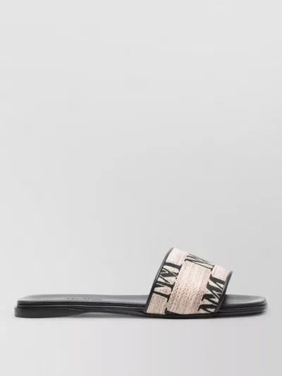 Max Mara Logo Mules Flat Sole Open Toe Design In Multi