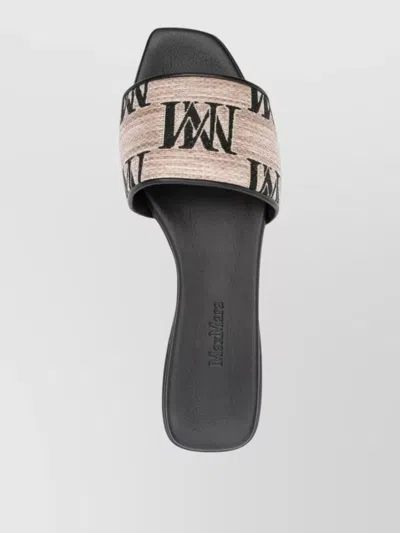 Max Mara Logo Mules Flat Sole Open Toe Design In Multi