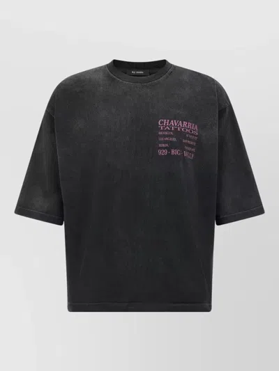 Willy Chavarria Tattoo Buffalo Graphic Crew Neck T Shirt In Black