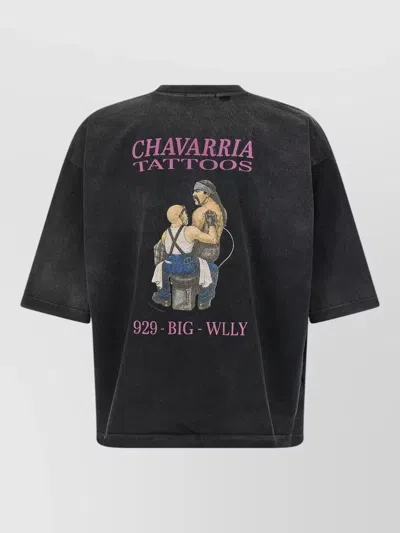 Willy Chavarria Tattoo Buffalo Graphic Crew Neck T Shirt In Black