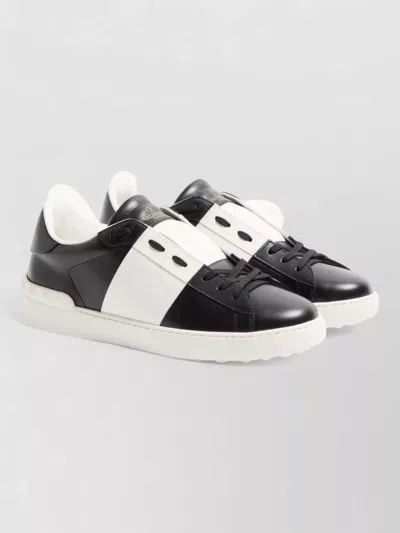 Valentino Garavani Open Leather Sneakers With Contrast Band And Stud Details Shoes In Black