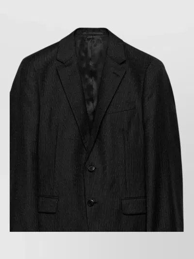 Prada Single-breasted Dress In Anthracite Gray Wool And Cashmere In Black