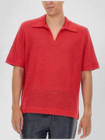 Séfr Textured Open Collar Regular Fit Shirt In Brown