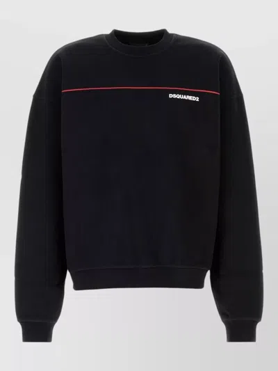 Dsquared2 Cotton Sweatshirt Crew Neck Long Sleeves In Black