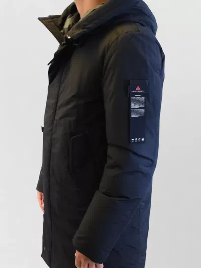 Peuterey Long Hooded Jacket Arm Patch Side Pockets In Black