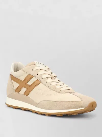 Hogan Low Top Sneakers Contrast Panel Rubber Sole In Neutral