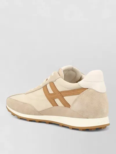 Hogan Low Top Sneakers Contrast Panel Rubber Sole In Neutral