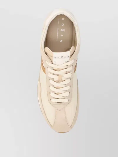 Hogan Low Top Sneakers Contrast Panel Rubber Sole In Neutral
