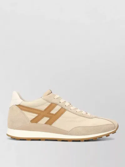 Hogan Low Top Sneakers Contrast Panel Rubber Sole In Neutral