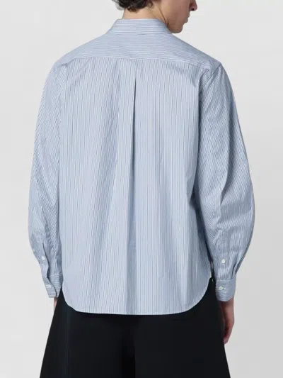 Sacai Mens Shirt Button Down Collar Stripes In Blue