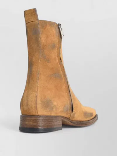 Acne Studios Suede Boots Pull Tab Round Toe In Brown