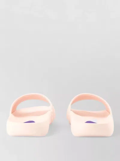 Burberry Embossed Pattern Slides Flat Sole Open Toe In Pink