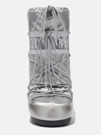 Moon Boot Waterproof Padded Knee High Boots Platform Sole In Gray