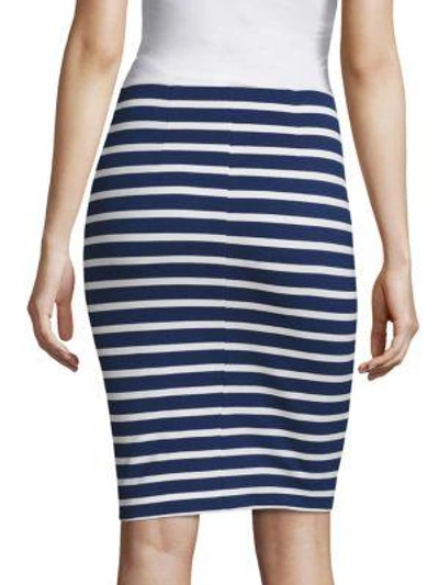 Shop L Agence Khamilla Striped Pencil Skirt In Navy Magnolia