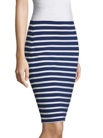 Shop L Agence Khamilla Striped Pencil Skirt In Navy Magnolia