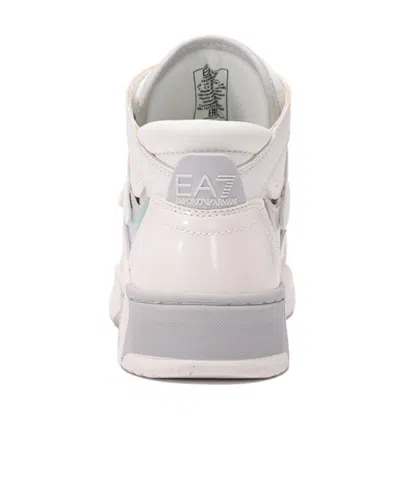Ea7 Iridescent-effect High-top Sneakers In White