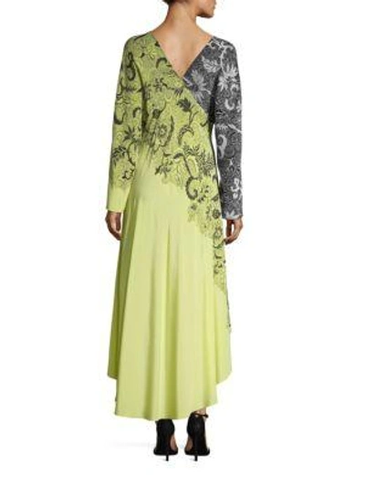 Shop Diane Von Furstenberg Combo Woven Silk Wrap Dress In Serret Canary Yellow-serret Black