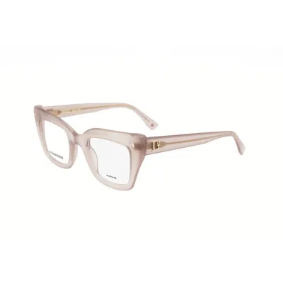Dsquared2 Ladies Pink Rectangular Eyeglass Frames D2 0099 In ["white"]