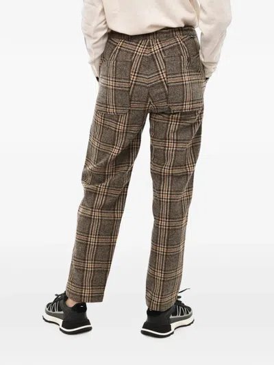 Woolrich Checked Wool-blend Trousers In Brown