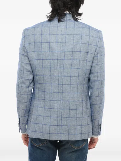 Corneliani Checked Single-breasted Blazer In Blue