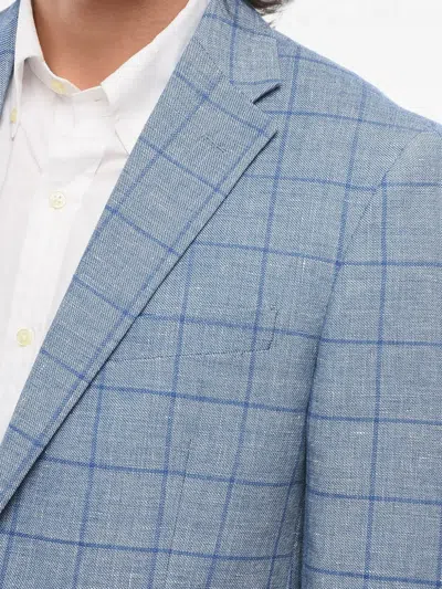 Corneliani Checked Single-breasted Blazer In Blue