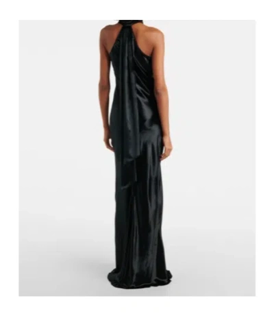 Galvan Pandora Halterneck Satin Gown In Black