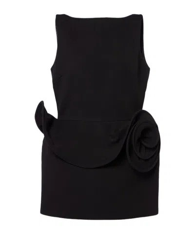 Magda Butrym Floral-applique Ruffled Minidress In Black