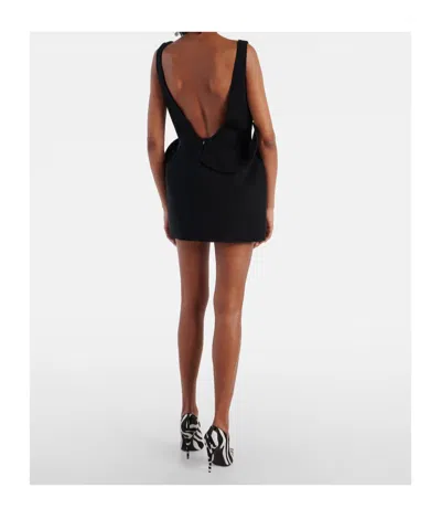 Magda Butrym Floral-applique Ruffled Minidress In Black