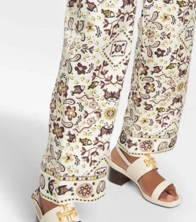 Tory Burch Printed Silk Wide-leg Pants In Multi