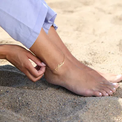 Bargainbazaar Elegant Script Gold Name Anklet