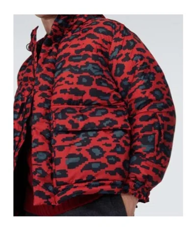 Undercover Printed Down Jacket In Red