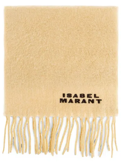 Isabel Marant Firny Fringed Embroidered Alpaca-blend Scarf In Neutro