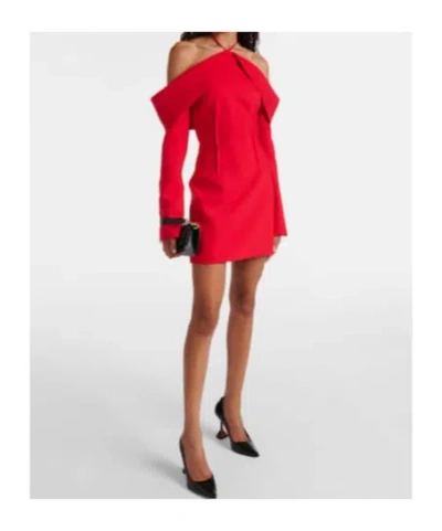 David Koma Wool-blend Minidress In Red