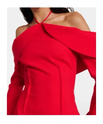 David Koma Wool-blend Minidress In Red