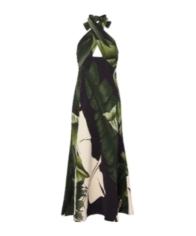 Johanna Ortiz Printed Halterneck Maxi Dress In Green