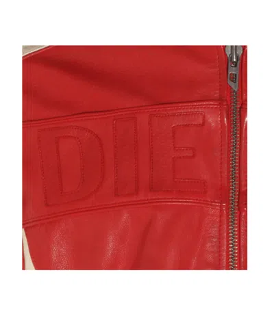 Diesel Colour-block Leather Biker Jacket In Red