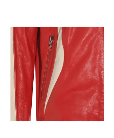 Diesel Colour-block Leather Biker Jacket In Red